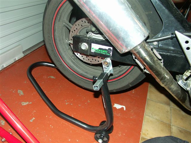 Bike on rear stand (showing obligatory KSRC sticker!)