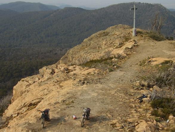 Looking down at the bikes from the Fire Tower......