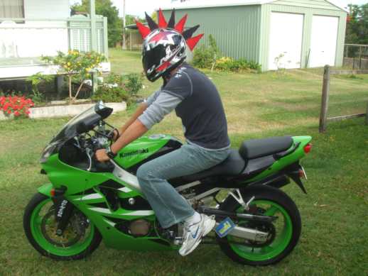 I went in a toy run with 800 other riders. My friend and i made up some spikes for the lids. he had a green 2002 ZX636 his spikes were green and black. The kids loved it.
