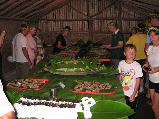 here we wer offered some local food, didnt know what it was and tasted like crap but had to taste it so not to affend but wont be doing that again, only later when we wanted to do a round island trip we found out that these ppl last practiced canobolism in 1985