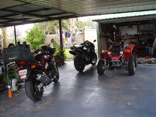 My little red 4 wheeler (Give ya a drag neka LOL_ I pick the road hehe)