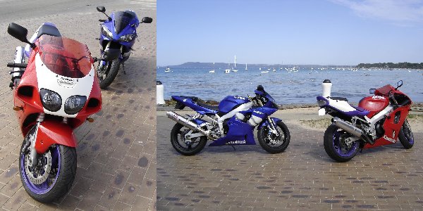 My ZX7R &amp; mates R1 chillin at the beach last summer