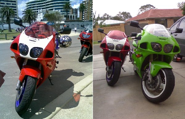 My ZX7R cruzin &amp; the green 7R was my previous 1
