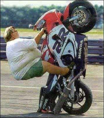 See even big blokes can wheelie