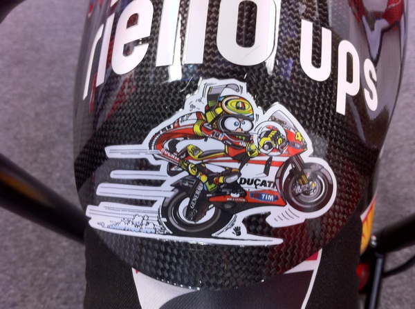 arrow Rotate photo    plus View full size<br />Valentino Rossi's new sticker for his front fender. Is this what he thinks about the #Ducati #MotoGP bike?<br />arrow<br /><br />name<br /><br />twitter username<br />@reply to tagged user<br />Hide map and return to photo<br />Valentino Rossi's new sticker for his front fender. Is this what he thinks about the #Ducati #MotoGP bike?