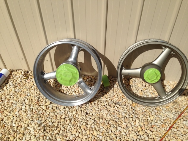 Wheels washed and wiped down with acetone