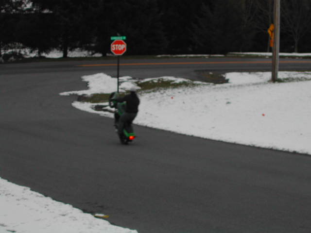 don't think he's gonna make the stop sign :)